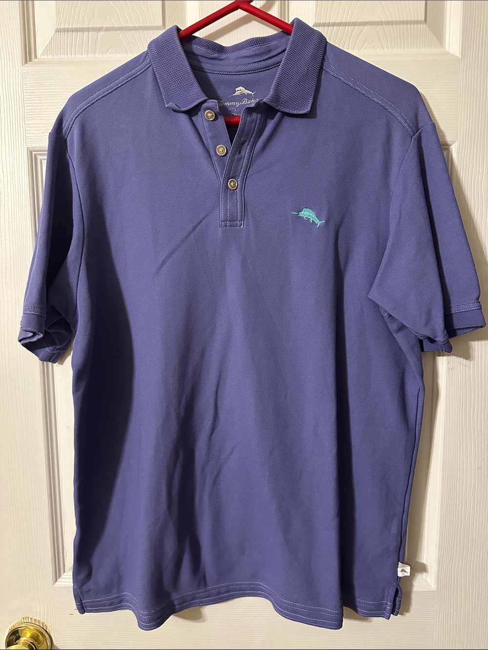 Tommy Bahama Men’s Lavender Polo with Teal Marlin Logo